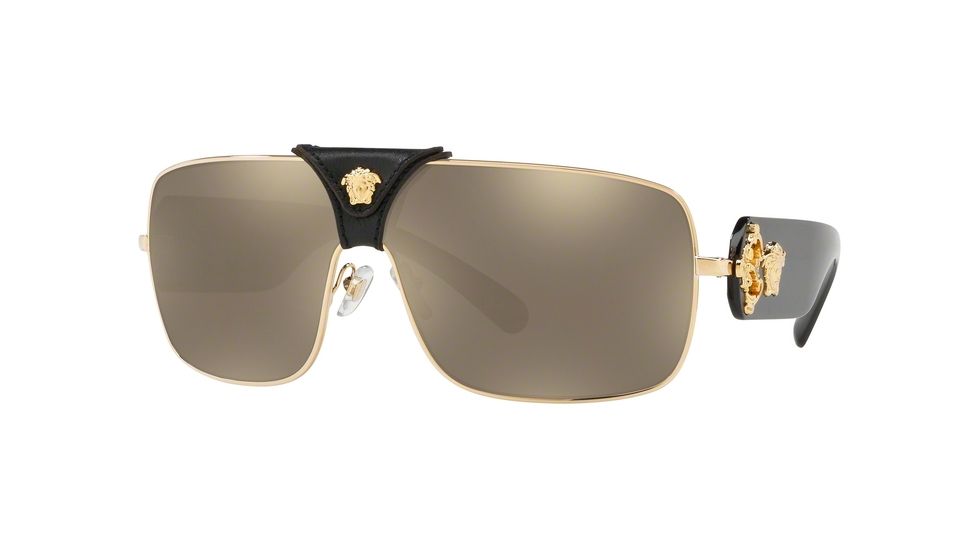 Versace SQUARED BAROQUE VE2207Q Sunglasses 1002/5-38 - , Light Brown Mirror Gold Lenses