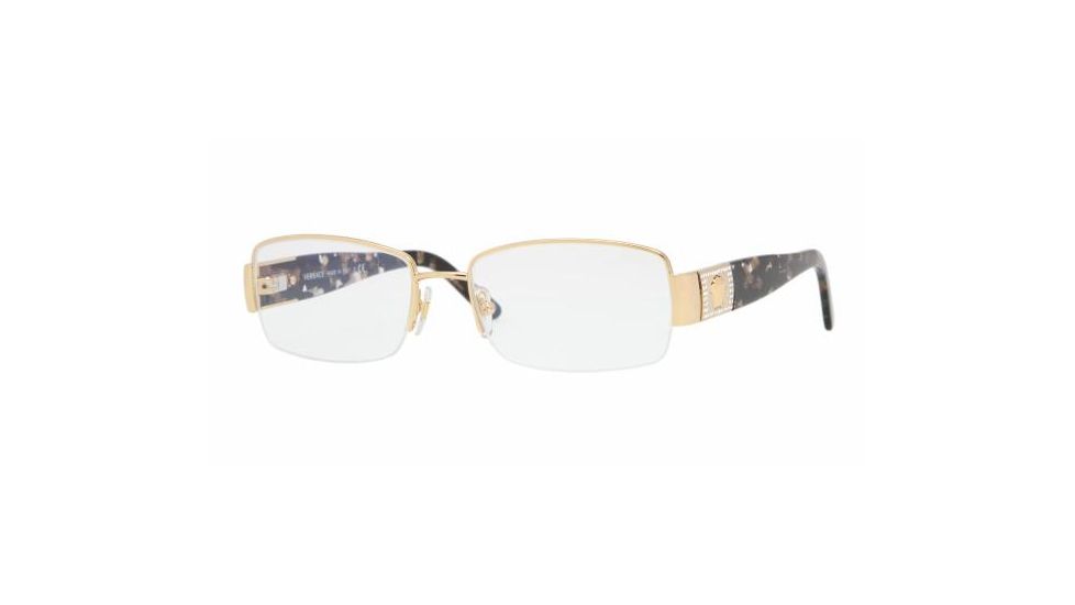 Versace VE 1175B Eyeglasses w/ Gold Frame and Non-Rx 51 mm Diameter Lenses, 1002-5117