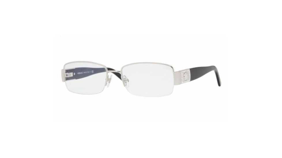 Versace VE 1175B Eyeglasses w/ Silver Frame and Non-Rx 51 mm Diameter Lenses, 1000-5117