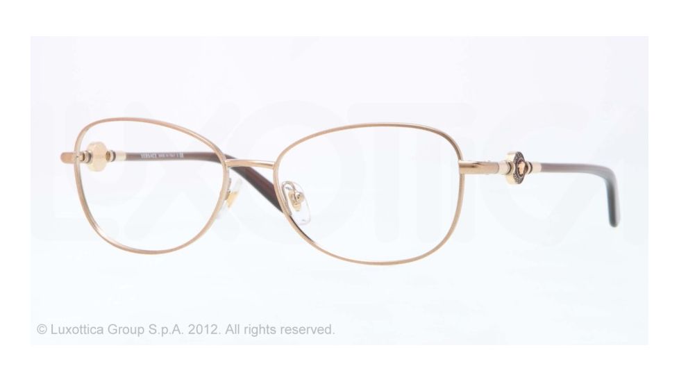 Versace VE1214 Single Vision Prescription Eyeglasses 1304-52 - Brown Frame, Demo Lens Lenses