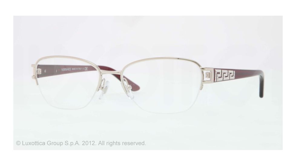 Versace VE1215B Progressive Prescription Eyeglasses 1000-51 - Silver Frame, Demo Lens Lenses