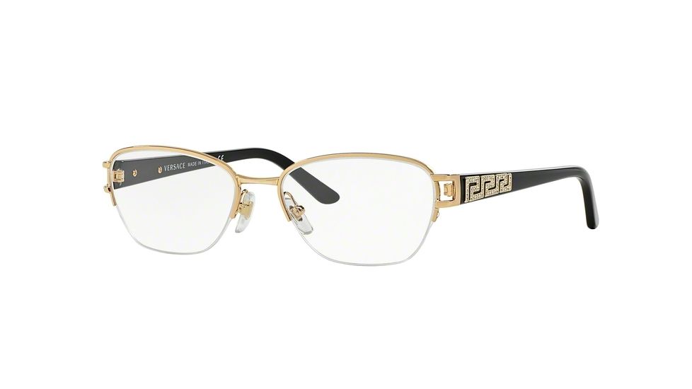 Versace VE1215B Progressive Prescription Eyeglasses 1002-53 - Gold Frame, Demo Lens Lenses