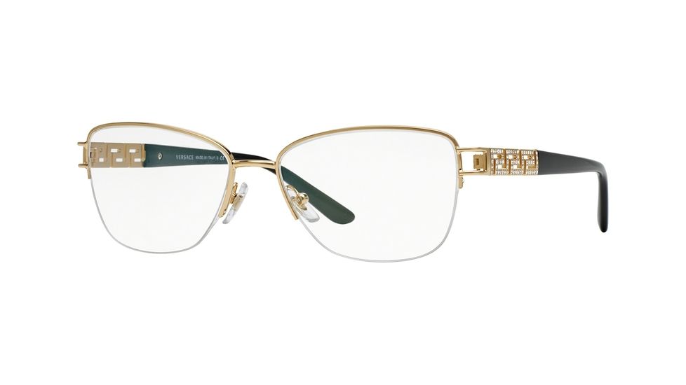 Versace VE1220B Single Vision Prescription Eyeglasses 1002-54 - Gold Frame