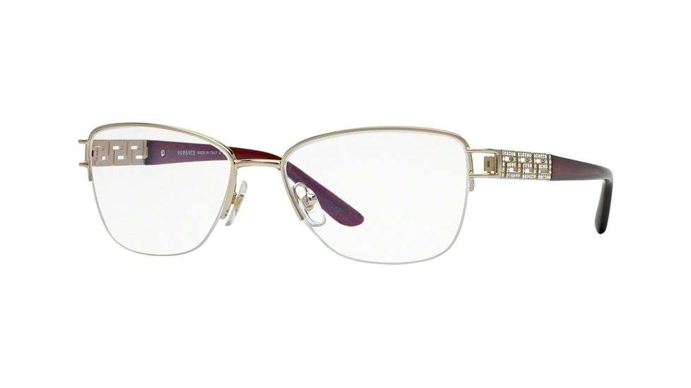 Versace VE1220B Single Vision Prescription Eyeglasses 1252-52 - Pale Gold Frame