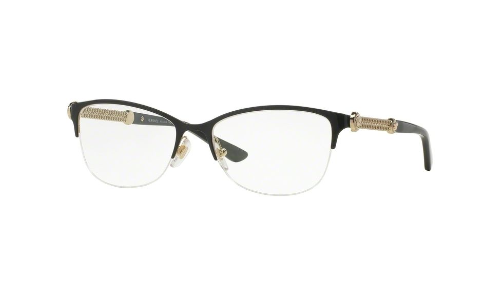 Versace VE1228 Bifocal Prescription Eyeglasses 1291-53 - Black/pale Gold Frame