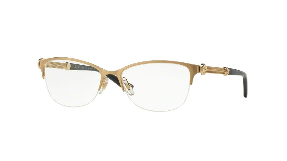 Versace VE1228 Bifocal Prescription Eyeglasses 1352-53 - Brushed Gold Frame
