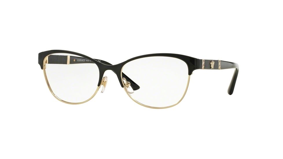 Versace VE1233Q Eyeglass Frames 1366-53 - Black/pale Gold Frame
