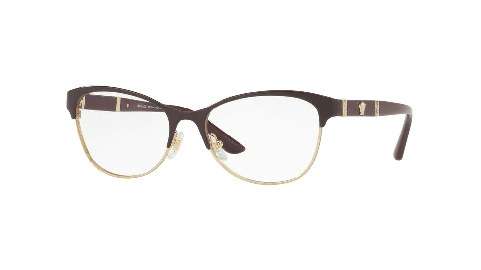 Versace VE1233Q Eyeglass Frames 1418-53 - Eggplant/pale Gold Frame