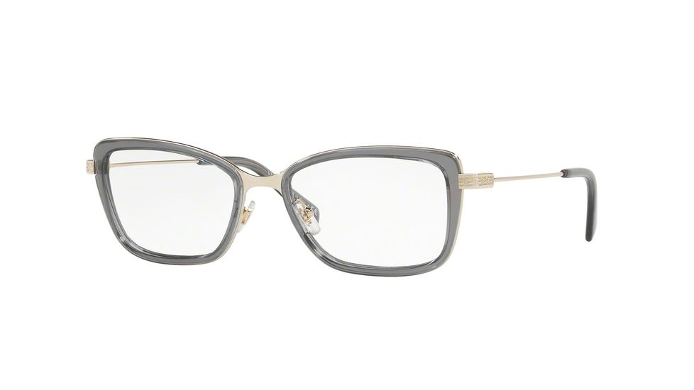 Versace VE1243 Progressive Prescription Eyeglasses 1399-52 - Pale Gold/grey Transparent Frame