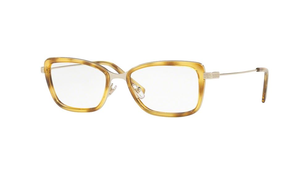 Versace VE1243 Progressive Prescription Eyeglasses 1400-52 - Pale Gold / Havana Frame