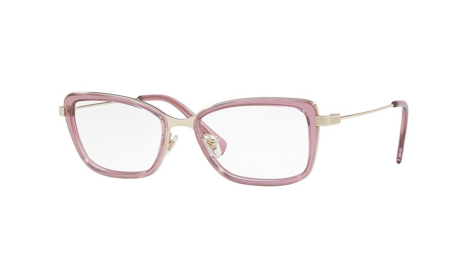 Versace VE1243 Progressive Prescription Eyeglasses 1402-52 - Pale Gold/violet Transp Frame