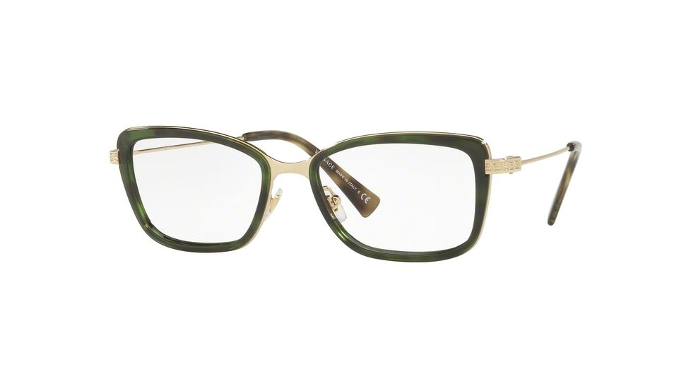 Versace VE1243 Progressive Prescription Eyeglasses 5183-52 - Pale Gold/green Havana Frame