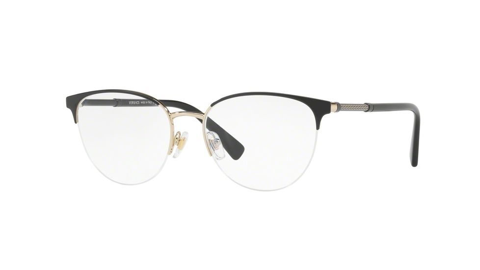 Versace VE1247 Eyeglass Frames 1252-52 - Black/pale Gold Frame