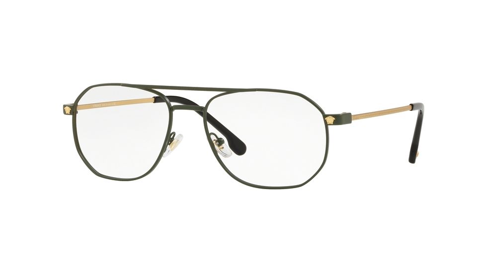 Versace VE1252 Progressive Prescription Eyeglasses 1432-53 - Matte Green Frame