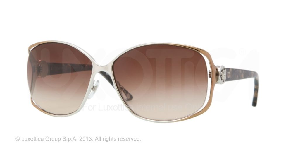 Versace VE2125B Single Vision Prescription Sunglasses VE2125B-131213-60 - Lens Diameter 60 mm, Frame Color Silver/brown