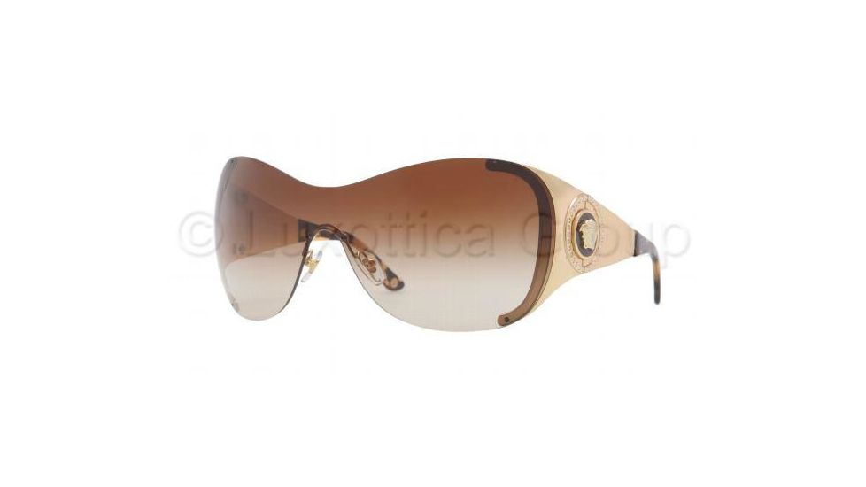 Versace VE2135B Sunglasses 100213-0138 - Gold Frame, Brown Gradient Lenses