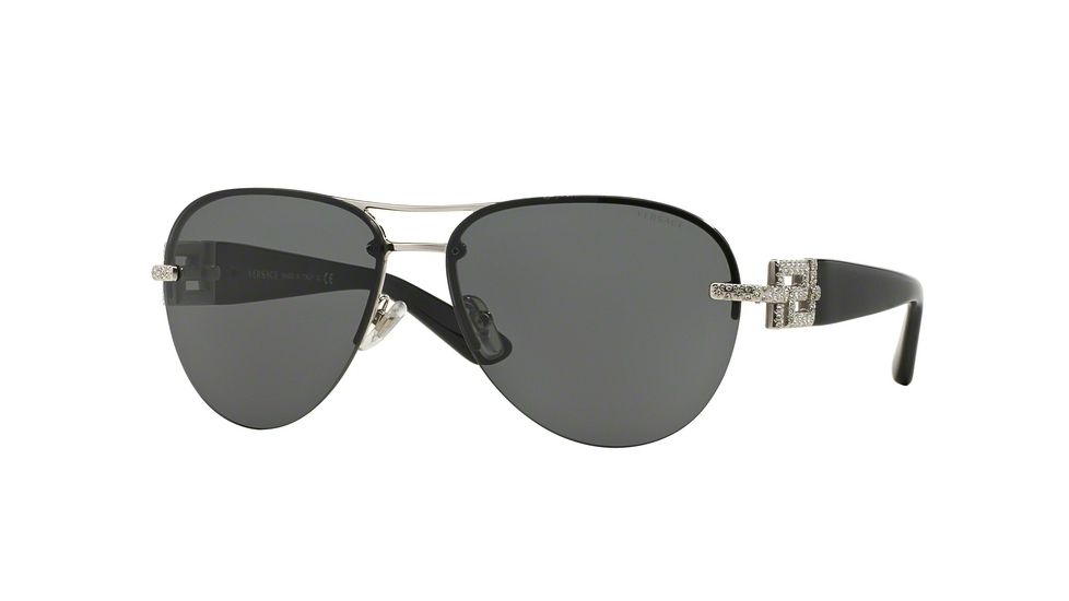 Versace VE2159B Single Vision Prescription Sunglasses VE2159B-100087-59 - Lens Diameter 59 mm, Frame Color Silver