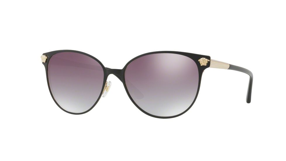 Versace VE2168 Bifocal Prescription Sunglasses, 57mm, Matte Black/Pale Gold, VE2168-13776I-57-BI