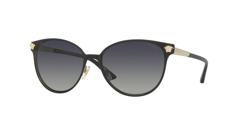 Versace VE2168 Bifocal Prescription Sunglasses, 57mm, Black/pale Gold, VE2168-1377T3-57-BI