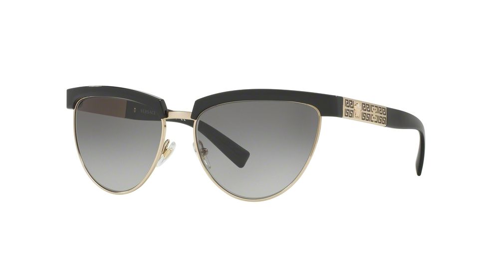 Versace VE2169 Single Vision Prescription Sunglasses, 56mm, Black/pale Gold, VE2169-125211-56-SV