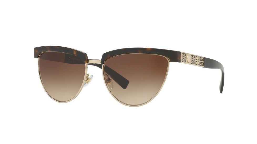 Versace VE2169 Single Vision Prescription Sunglasses VE2169-125213-56 - Lens Diameter 56 mm, Frame Color Havana/pale Gold