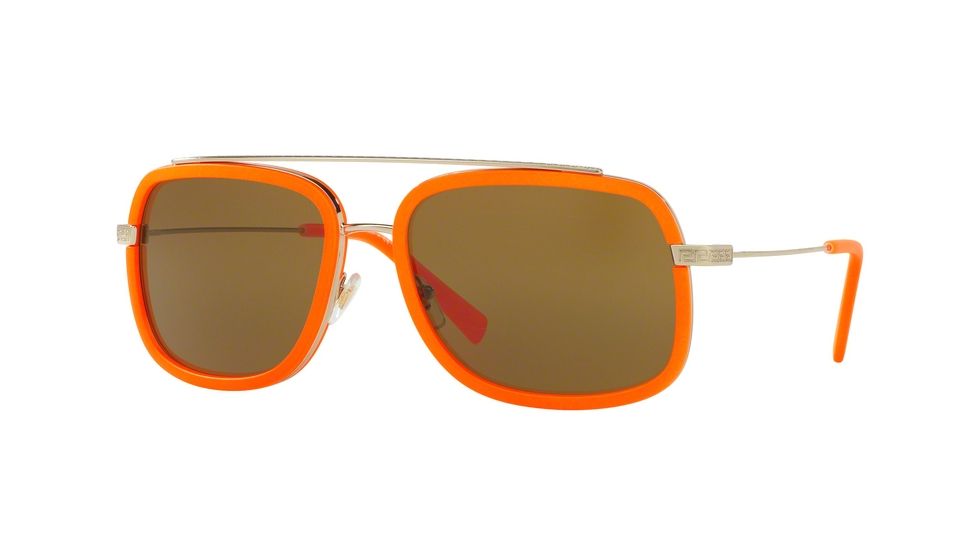 Versace VE2173 Single Vision Prescription Sunglasses VE2173-138973-60 - Lens Diameter 60 mm, Frame Color Pale Gold/fluo Orange