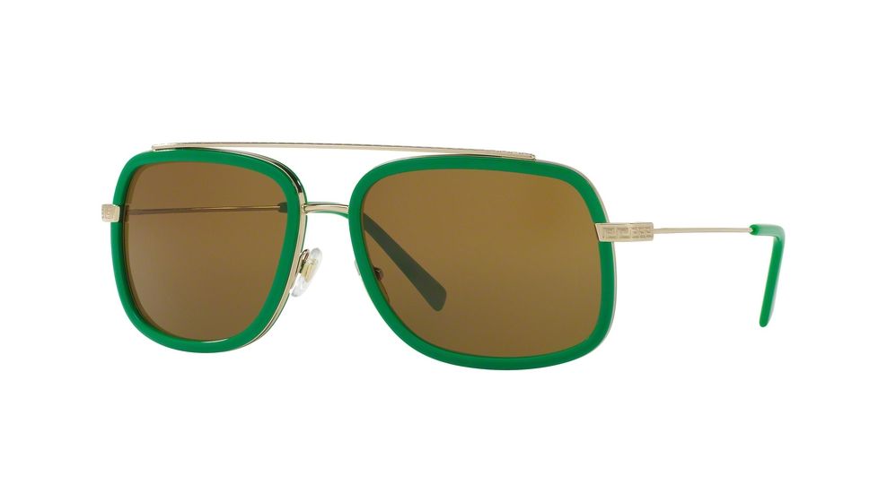Versace VE2173 Single Vision Prescription Sunglasses VE2173-139073-60 - Lens Diameter 60 mm, Frame Color Pale Gold Green
