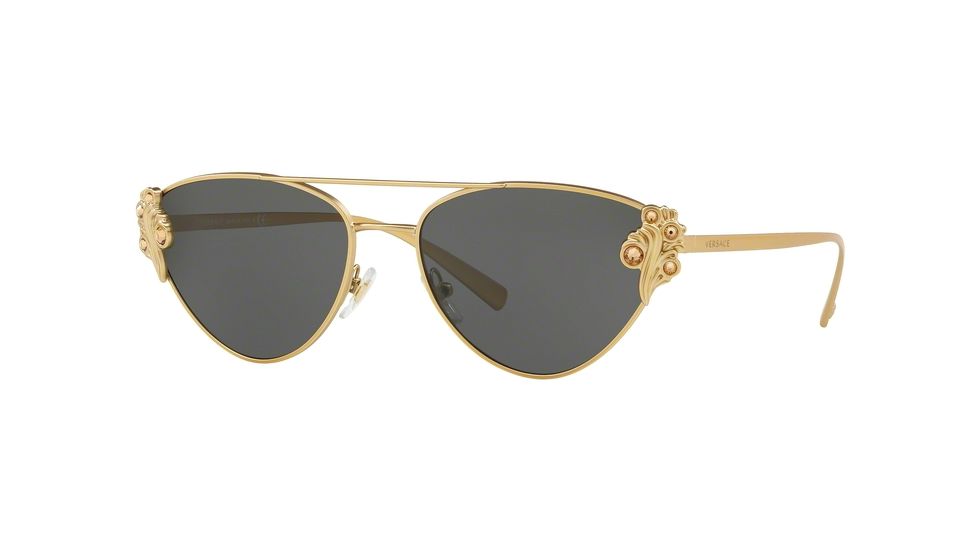 Versace VE2195B Sunglasses 142887-56 - Tribute Gold Frame, Grey Lenses