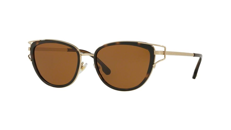 Versace VE2203 Sunglasses 144073-53 - Havana/pale Gold Frame, Brown Lenses