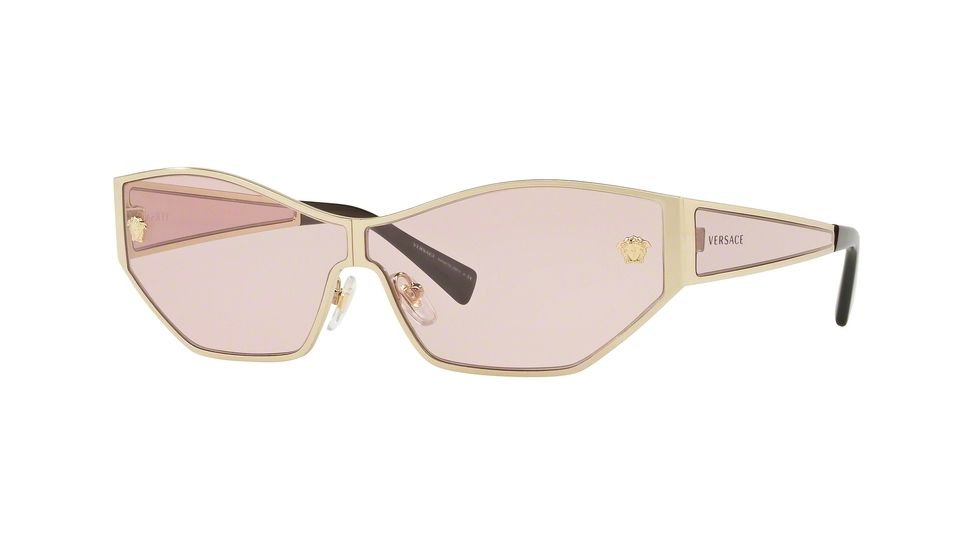 Versace VE2205 Sunglasses 1252/5-67 - Pale Gold Frame, Pink Lenses