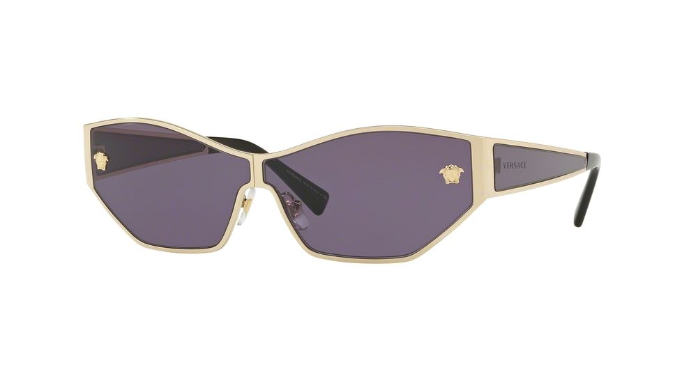 Versace VE2205 Sunglasses 12521A-67 - Pale Gold Frame, Violet Lenses
