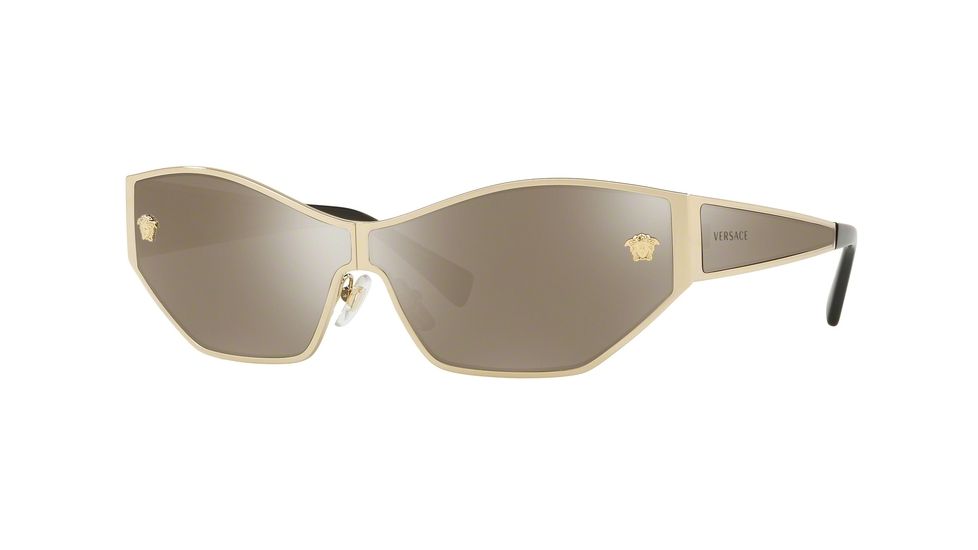 Versace VE2205 Sunglasses 12525A-67 - Pale Gold Frame, Light Brown Mirror Dark Gold Lenses