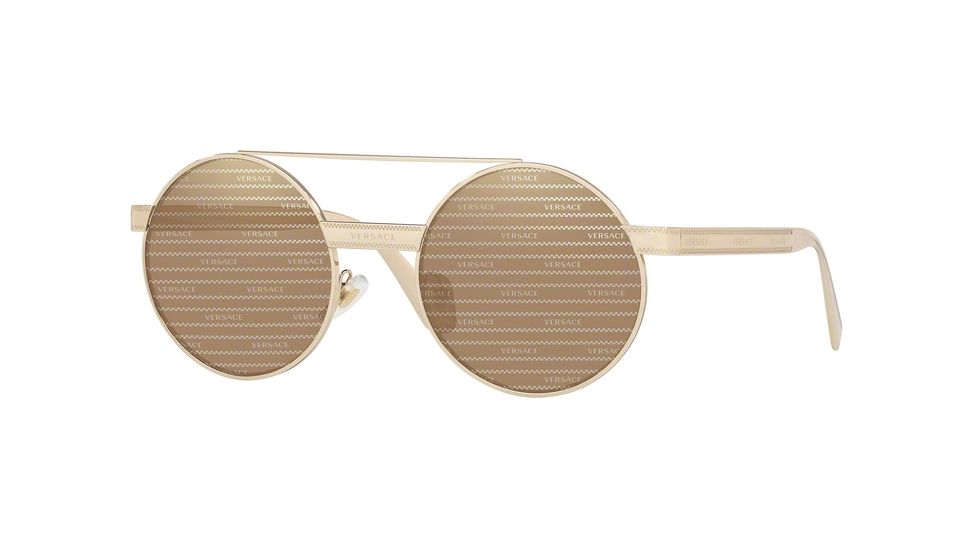 Versace VE2210 Sunglasses 1252V3-52 - , Brown Tamp Versace Silver Gold Lenses