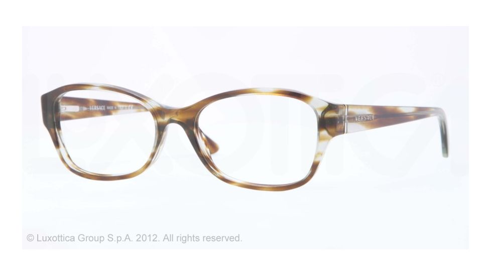Versace VE3176 Eyeglass Frames 5042-53 - Striped Olive Frame, Demo Lens Lenses