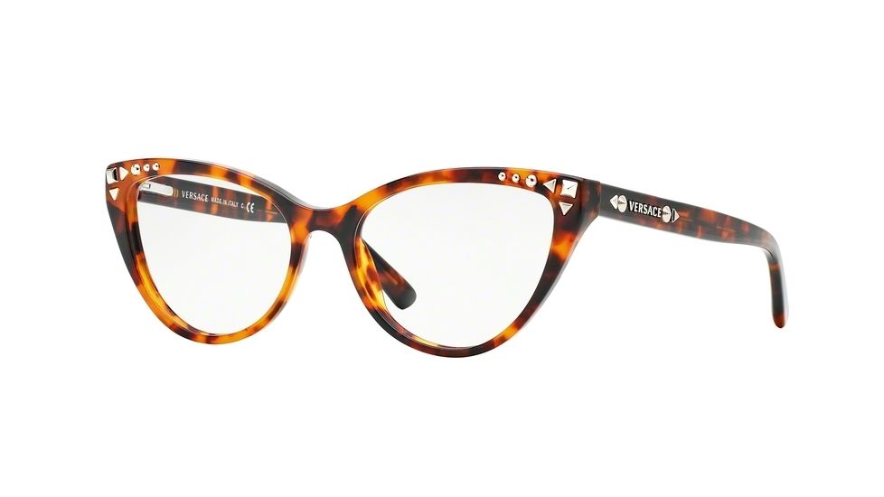 Versace VE3191 Single Vision Prescription Eyeglasses 5074-54 - Havana Frame