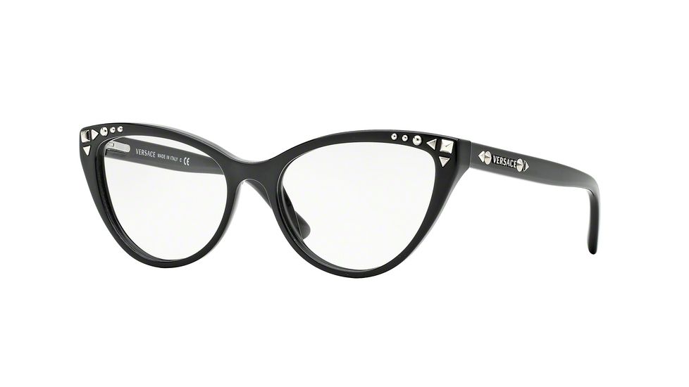Versace VE3191 Single Vision Prescription Eyeglasses GB1-52 - Black Frame