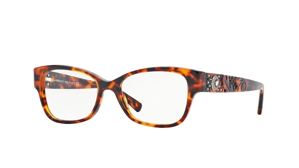 Versace VE3196 Single Vision Prescription Eyeglasses 5074-54 - Havana Frame