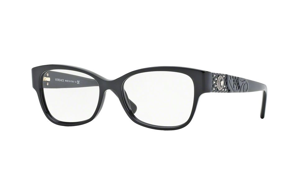 Versace VE3196 Single Vision Prescription Eyeglasses GB1-52 - Black Frame