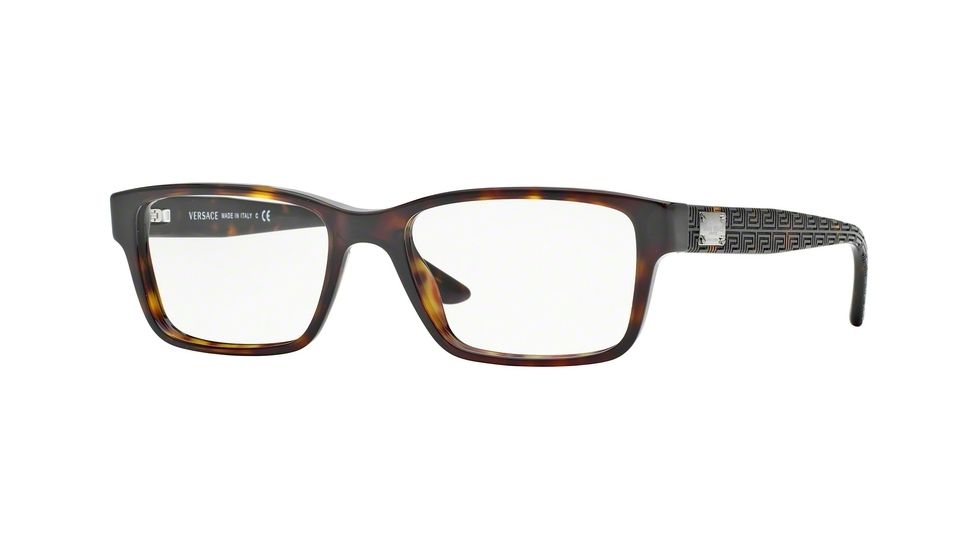 Versace VE3198A Single Vision Prescription Eyeglasses 108-55 - Dark Havana Frame