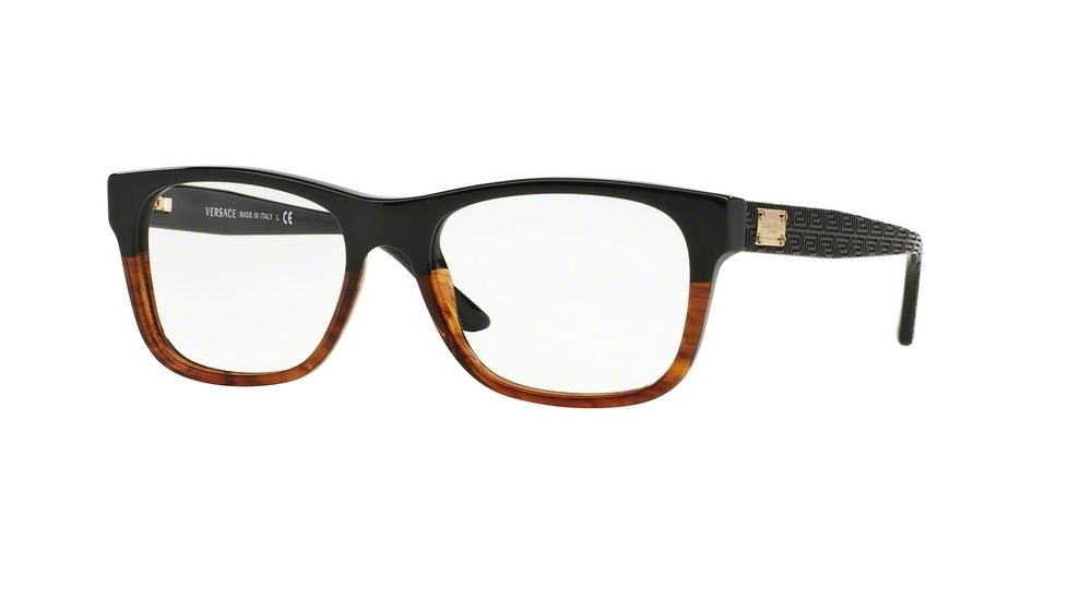 Versace VE3199 Eyeglass Frames 5117-53 - Black/Havana Frame