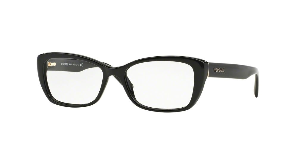 Versace VE3201 Single Vision Prescription Eyeglasses GB1-52 - Black Frame