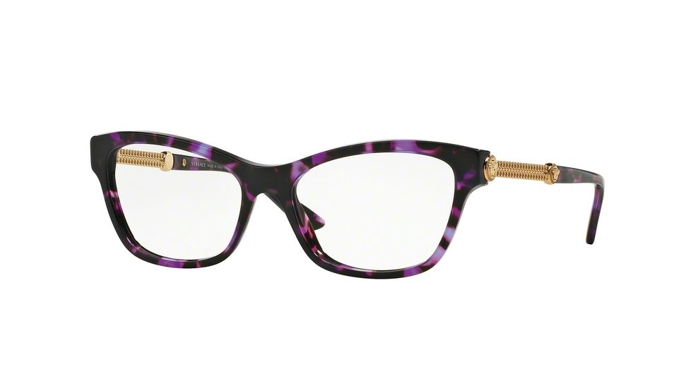 Versace VE3214 Single Vision Prescription Eyeglasses 5152-52 - Violet Havana Frame