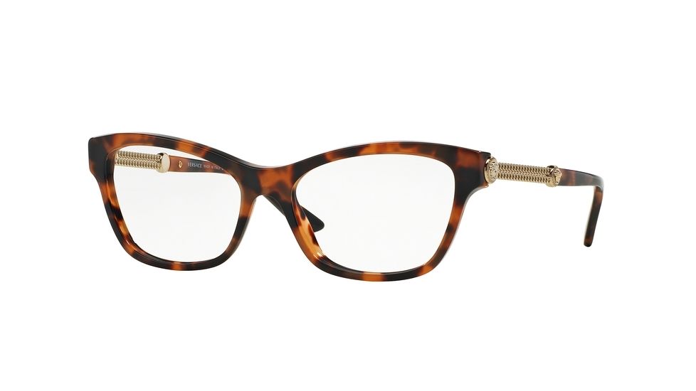 Versace VE3214 Single Vision Prescription Eyeglasses 944-52 - Havana Frame
