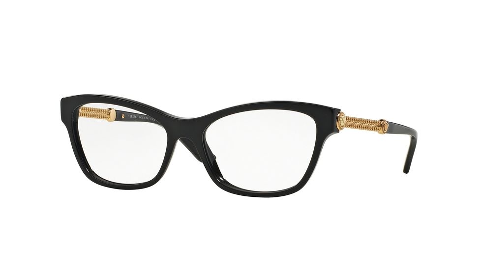 Versace VE3214 Single Vision Prescription Eyeglasses GB1-52 - Black Frame