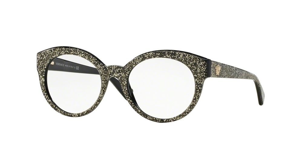 Versace VE3217 Eyeglass Frames 5159-53 - Glitter Silver/black Frame