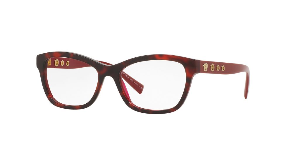 Versace VE3225A Bifocal Prescription Eyeglasses 5184-54 - Havana Bordeaux Frame