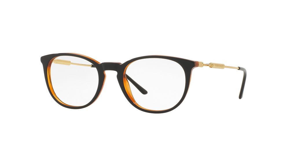 Versace VE3227 Bifocal Prescription Eyeglasses 138-51 - Black / Transparent Orange Frame