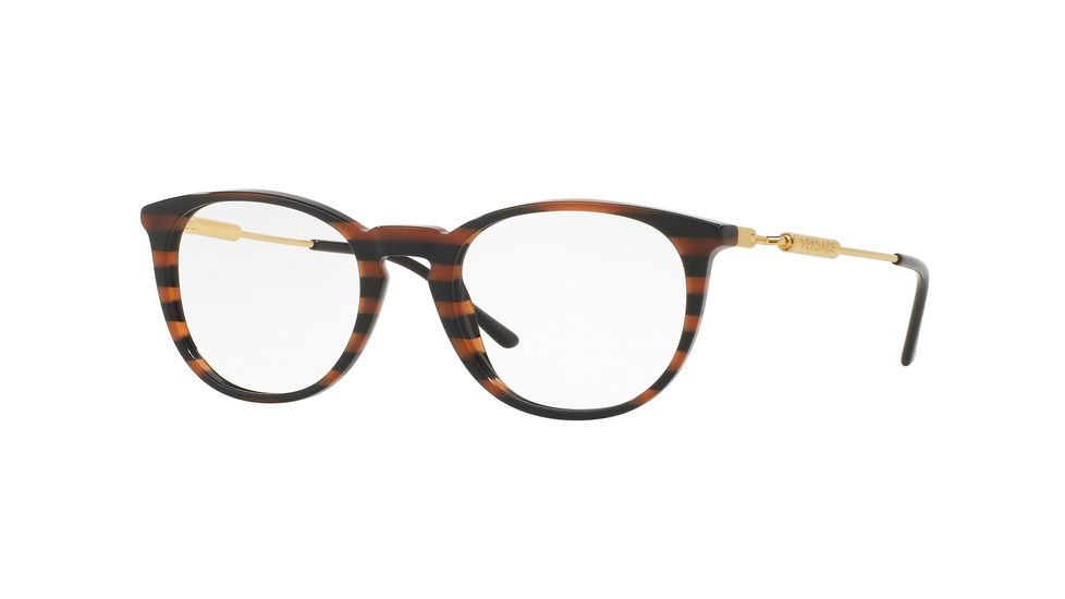 Versace VE3227 Bifocal Prescription Eyeglasses 5187-51 - Brown Rule Black Frame