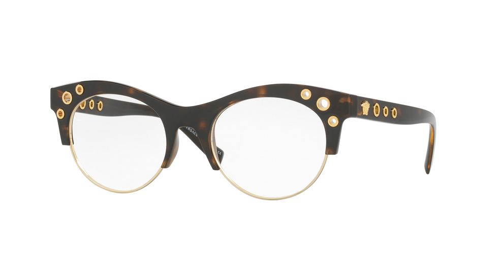 Versace VE3232 Progressive Prescription Eyeglasses 108-52 - Havana Frame