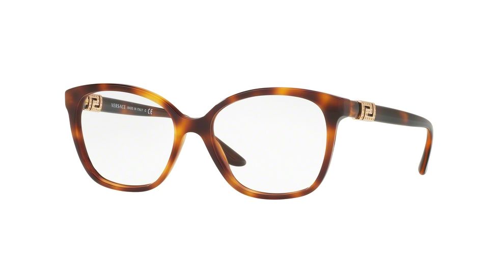 Versace VE3235B Single Vision Prescription Eyeglasses 5217-52 - Havana Frame